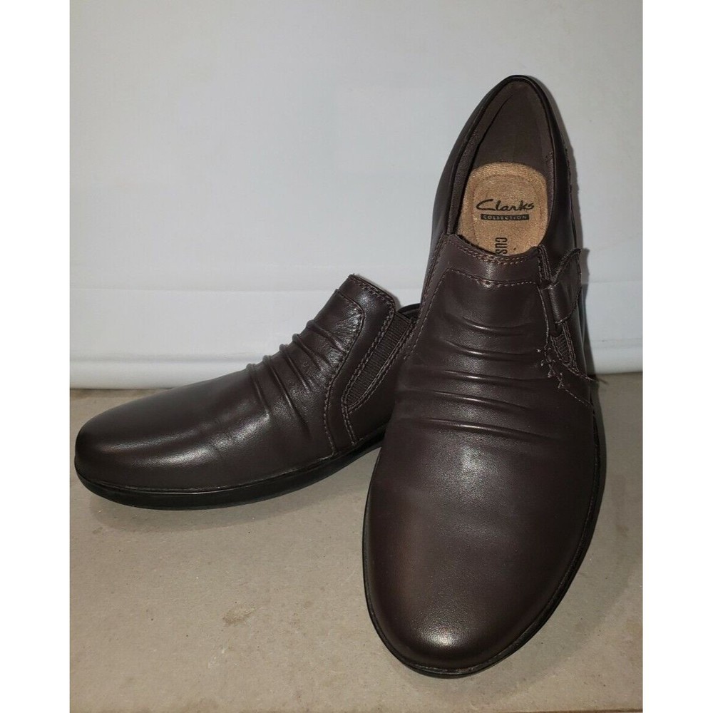 Clarks Womens Everlay Coda Loafers Comfort Shoes Brown Leather Soft Cushion 9N